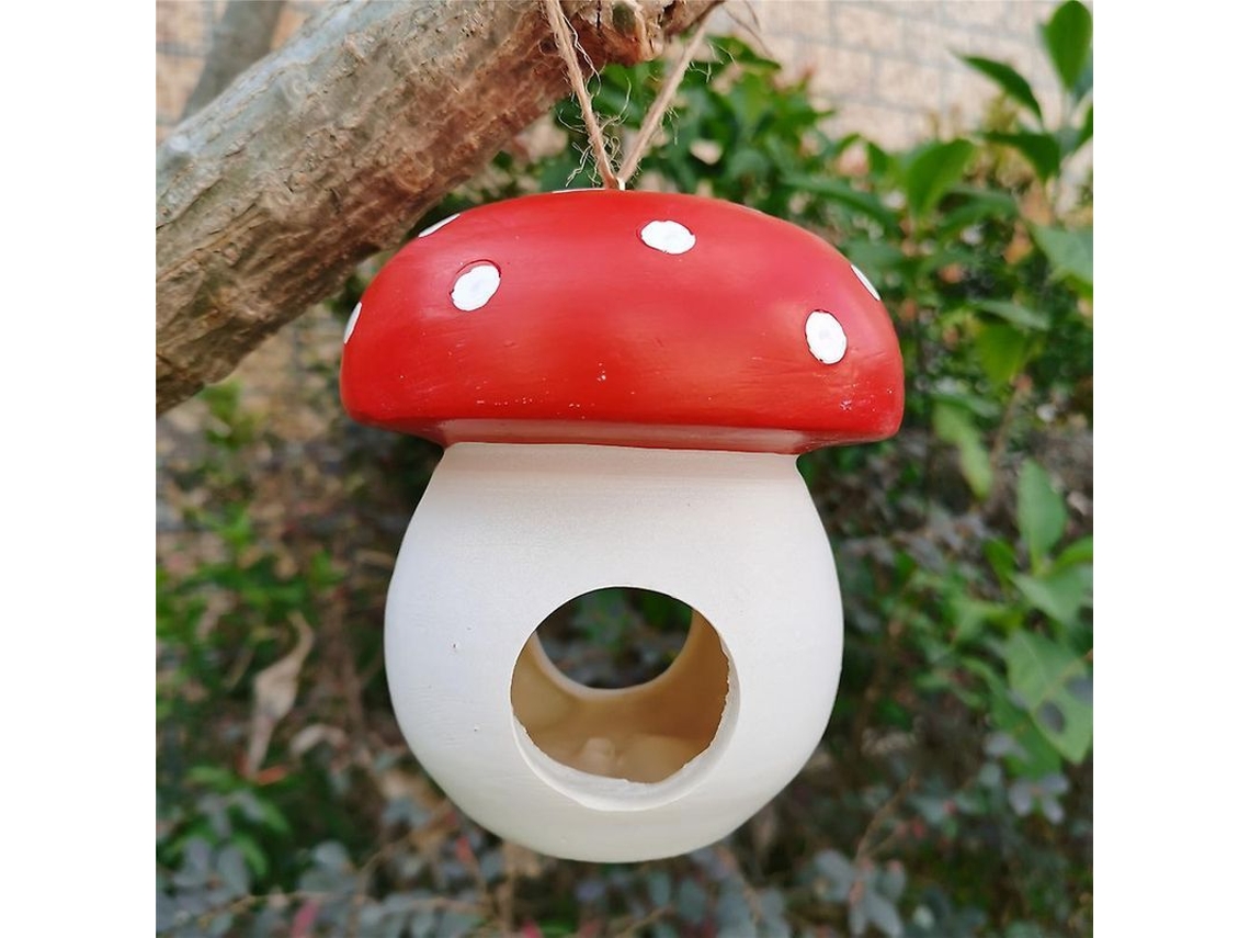 Comedero Para Colibríes Con Diseño De Hongo De Resina, Casa De Aves Colgante Para Jardín Y Exterior