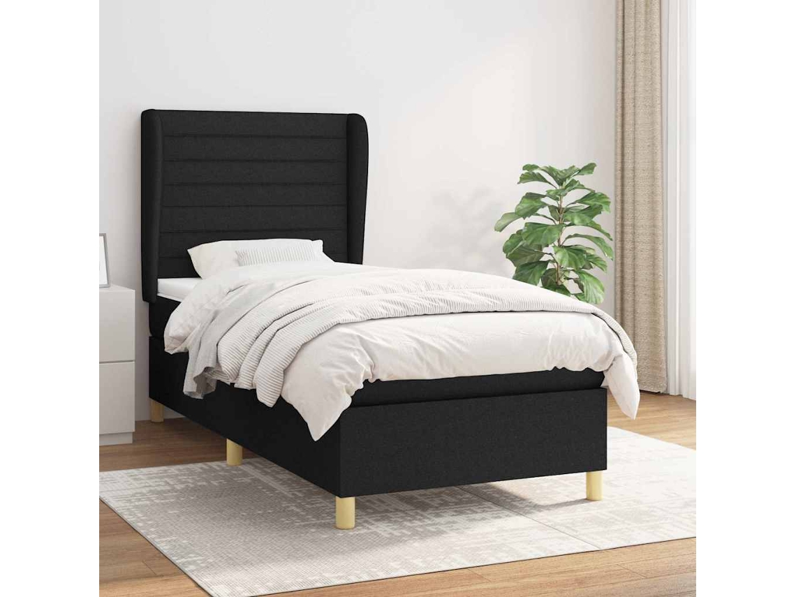 Vidaxl Cama Com Molas/colchão 80x200 Cm Tecido Preto