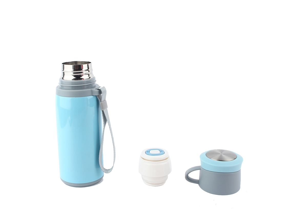 Garrafa Térmica A Vácuo De Parede Dupla De Aço Inoxidável De 350 Ml, Caneca Para Chá E Água, Azul Brilvibera