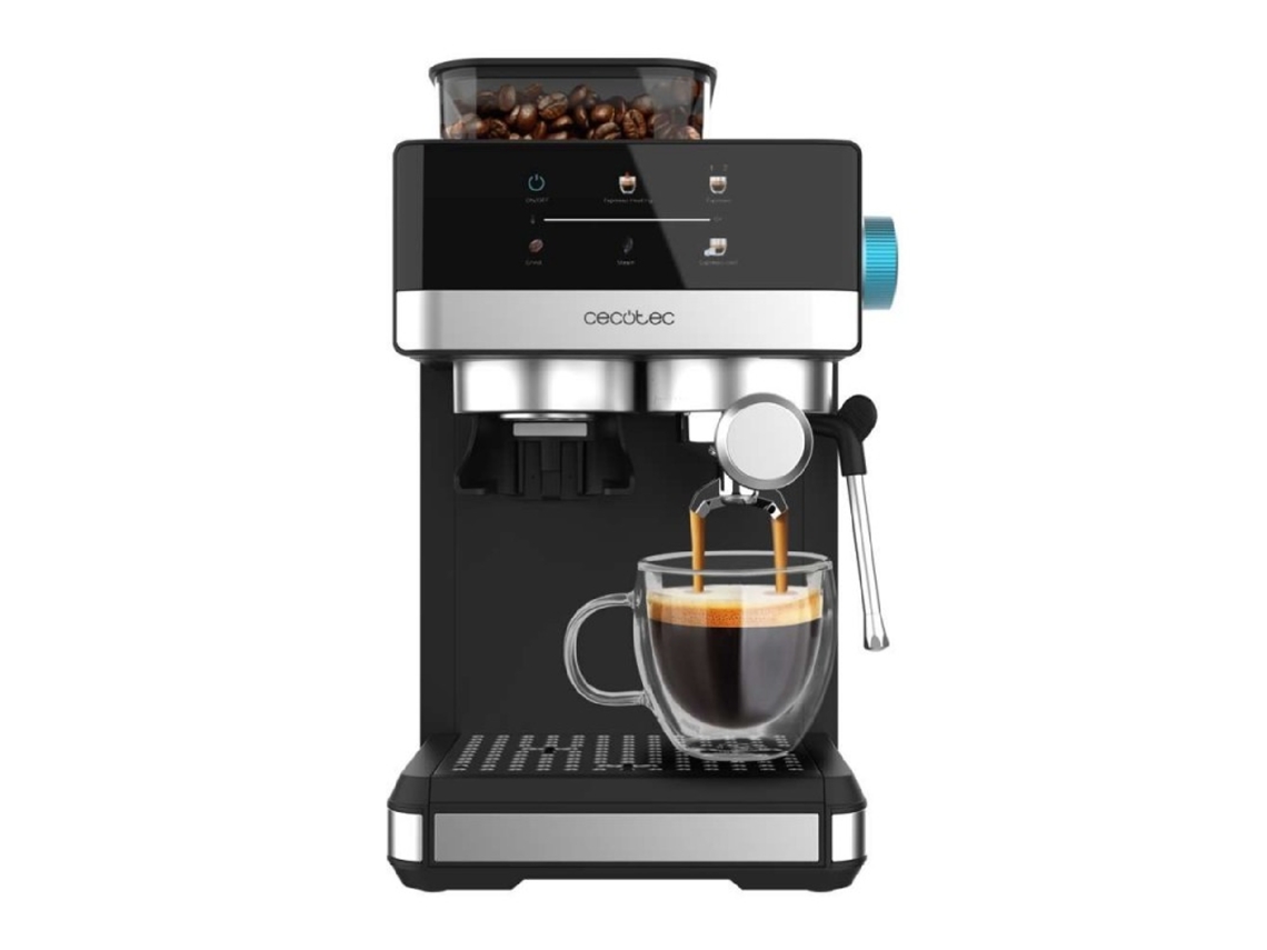 Máquina de café expresso Cecotec Power Espresso 20 Grind. 1350 W, 20 barras, café a vapor, 2 xícaras, tecido sensível ao toque, moedor.