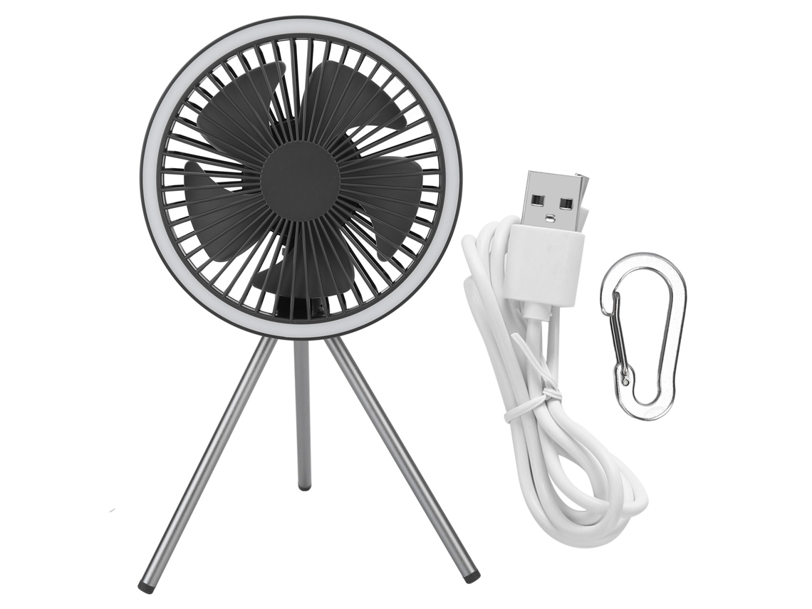 Vents Camping Usb Recarregável 3 Níveis com Tripé Removível Cinza