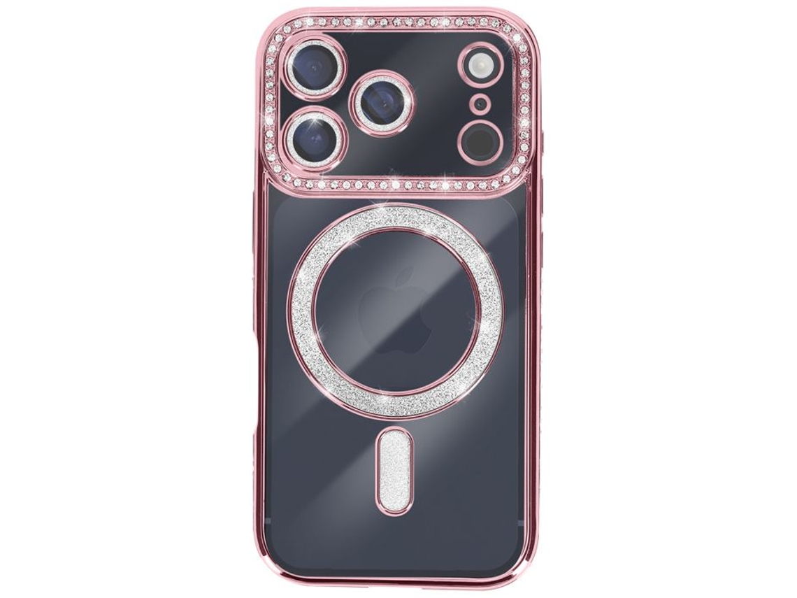 Capa Para Iphone 17 Pro Compatível Com Magsafe Com Moldura De Strass Champanhe