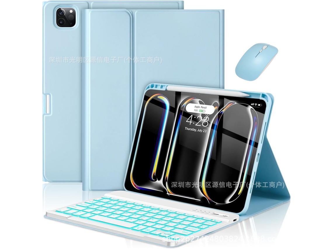 Capa Com Teclado Para Tablet Lurelia, Para I Pad Air 4/5/6/7 Em Enevoado Com Retroiluminado E Dual Mode (10,9/11", Branco, Teclado Bluetooth