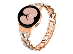 Bracelete para Samsung Galaxy Watch Fe/7/6/5/4 Metal com Diamante e Pequena Torção Ouro Rosa XIAOMOYU (20mm)