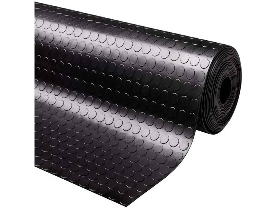 Revestimento Antiderrapante - Circulos Preto - 3mm - 140x250cm - Composição 100% Borracha - Pavimento PVC - Piso de Borracha