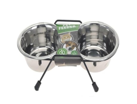 Comedero Doble Inoxidable 35x17 Cm Cats