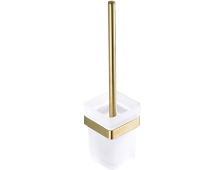 Suporte de Escova Sanitária em Aço Inox 304 Acabamento em Vidro Temperado Dourado MEOIRUERY