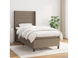 Cama Com Molas/colchão 100x200 Cm Tecido Cinza-acastanhado