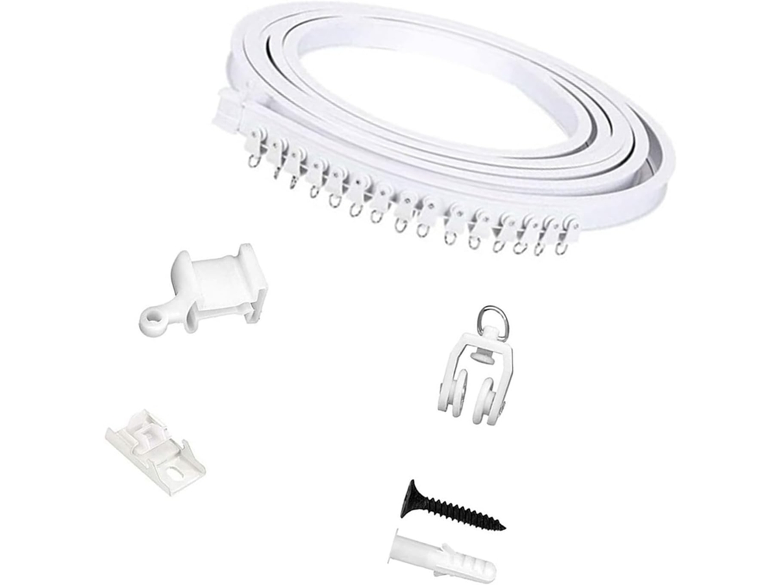 Conjunto De Trilhos Flexíveis De 3 M Para Cortinas Com Roletes E Suportes Para Divisórias De Ambientes