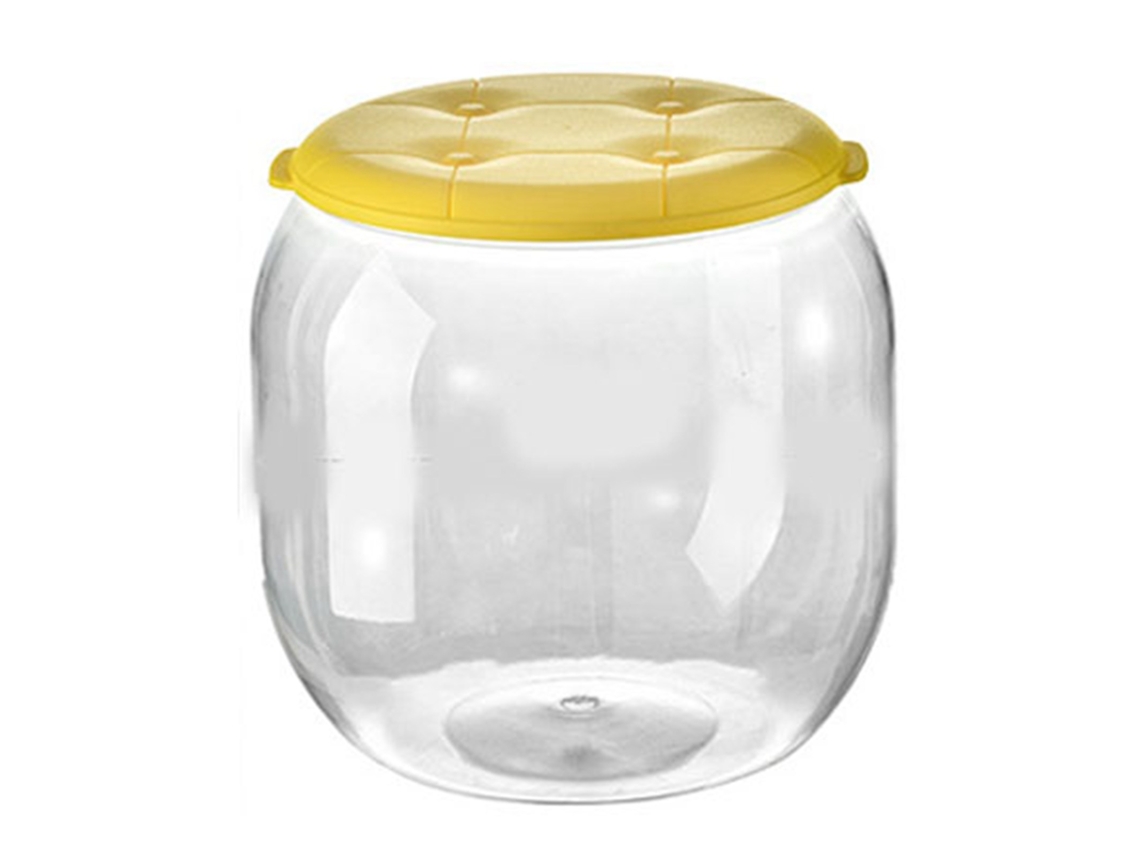 Banquinho de Armazenamento Transparente Redondo Multifuncional para Brinquedos e Sapatos Amarelo