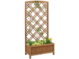 Vaso Treliça de madeira para plantas, 60x30x122,5 cm, natural | S/MARCA