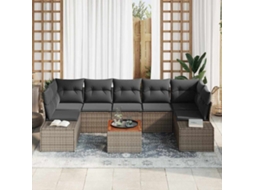 Vidaxl Conjunto De Sofá De Jardim 8 Unid. Cinzeto Vime Pe