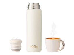 Copo térmico 2026 com caneca, hermético e à prova de vazamentos, aço inoxidável 304, 500ml branco