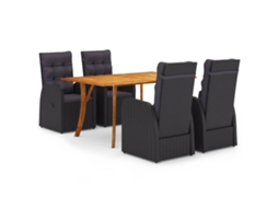 5 Pcs Conjunto de Jantar para Jardim Preto MAISON EXCLUSIVE