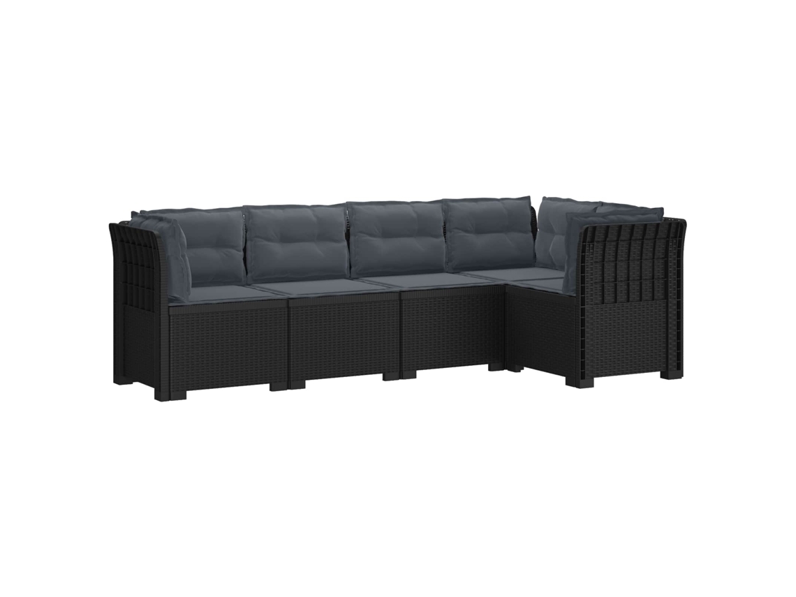 Vidaxl Sofá De Jardim De 5 Pessoas Com Almofadas Visual De Rattan Pp