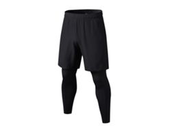 Calcinhas Atléticas 2 Em 1 Para Homem Calças De Corrida Elásticas Secagem Rápida Com Bolsos Preto Xxl