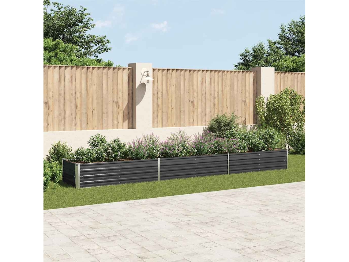 Vidaxl Canteiro Elevado Jardim Aço Galvanizado 480x80x45 Cm Antracite