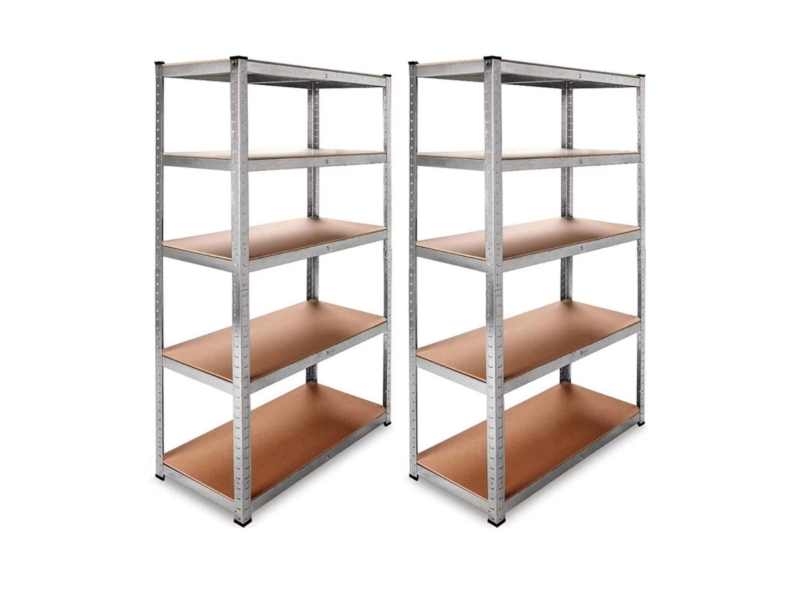 Pack Com 2 Estantes Galvanizadas De 5 Prateleiras (180 X 90 X 40 Cm Cada Uma) - Dasck