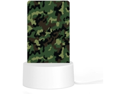 Luminária Noturna De Led Em Acrílico Com Base Plástica Reutilizável E Plugável, Design Militar Verde, Com Estampa
