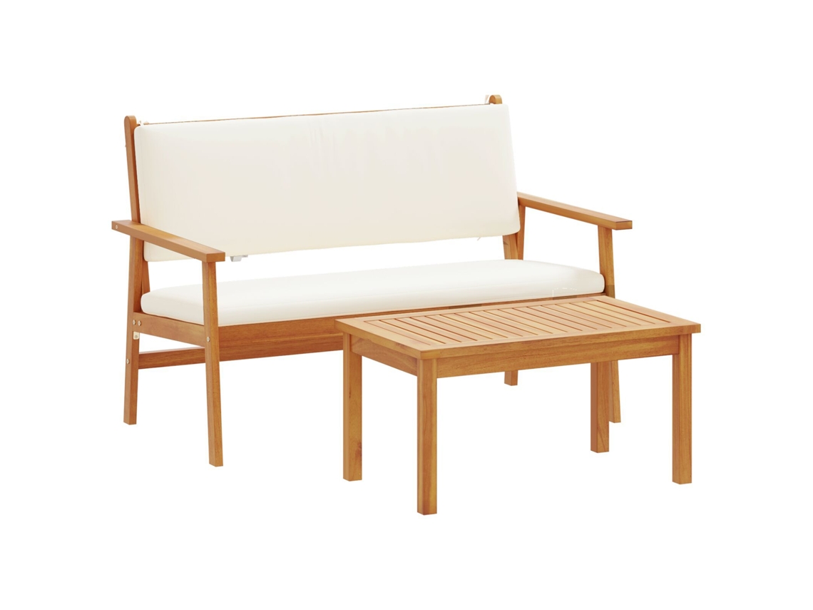 Conjunto 2 Conjunto De Móveis Para Exterior Vidaxl Branco Madeira De Acácia Maciça (75 X 45 X 38 Cm)