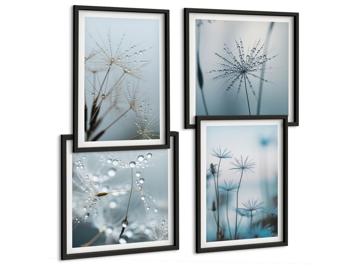 Composição De Quadros Montanhas E Cidadezinhas Encantadoras Espelharte (4 Peças)