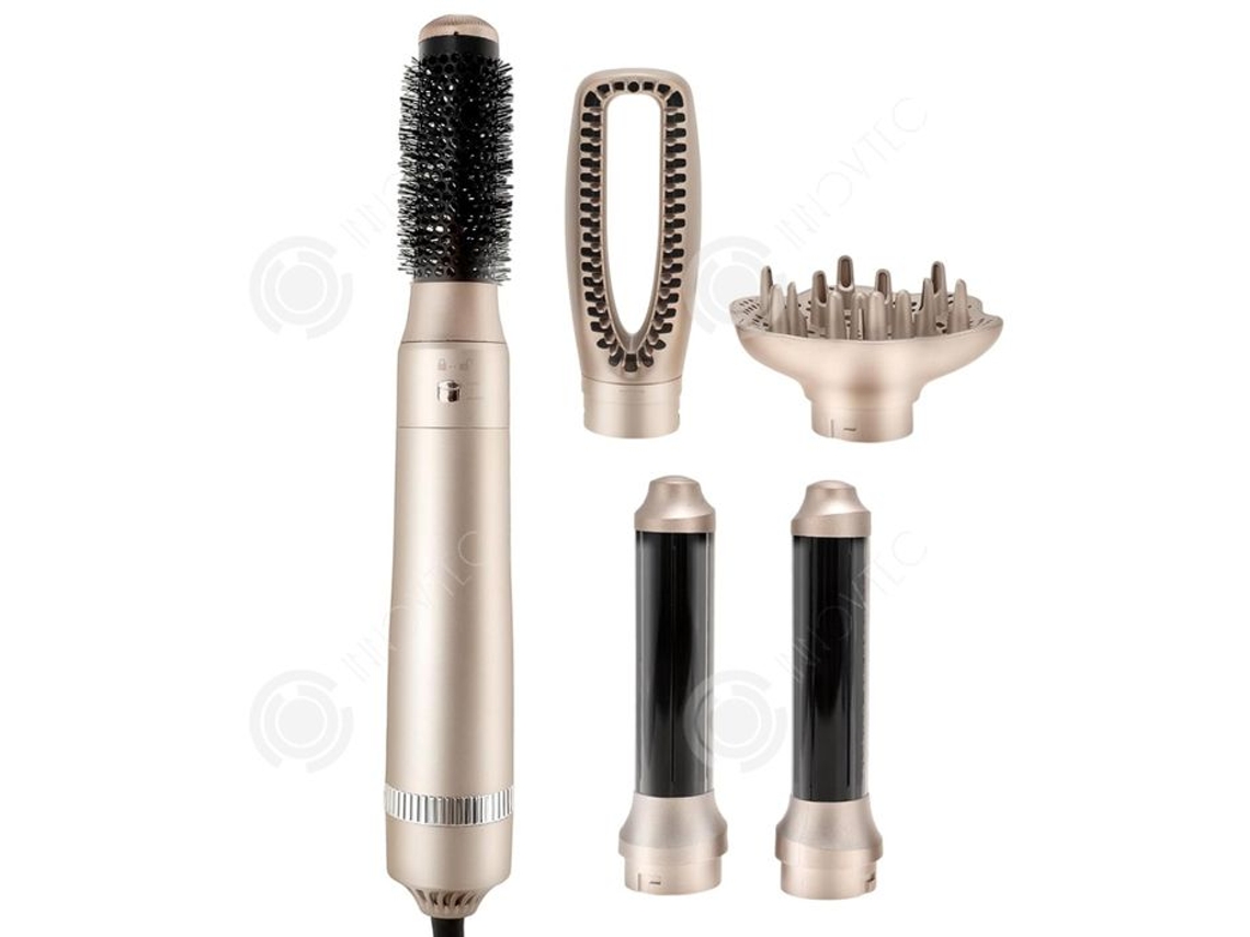 Secador de cabelo multifuncional cinco em um Innovtec 220 V 1000 W com três velocidades, pente e rolo aquecido.