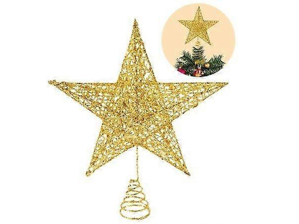 Enfeite De Natal Com Estrela Dourada E Glitter Olysi Shop