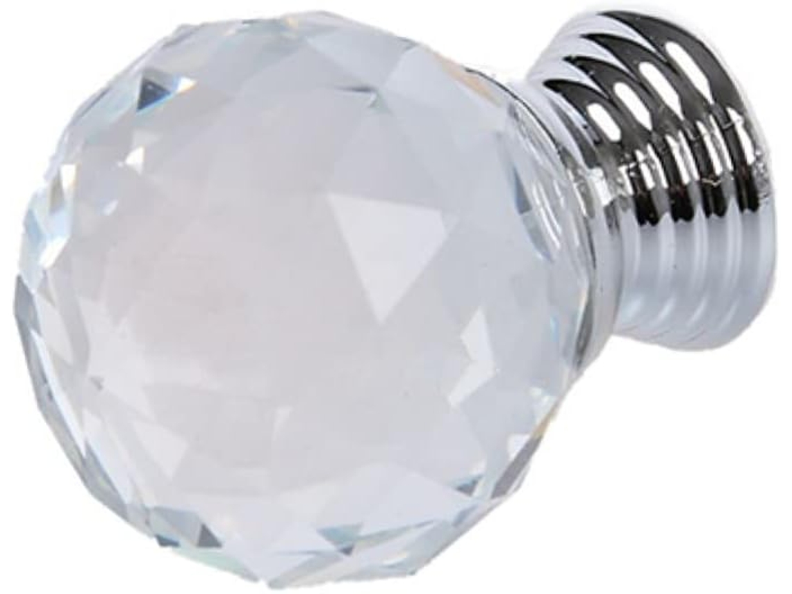 Conjunto De 10 Puxadores Redondos Cristal Para Armário, 30mm, Em Liga De Zinco, Com Parafuso