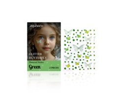 Sticker Borboleta Verde com Diamantes Brilhantes para Decoração de Eventos e Objetos LAXISCREED