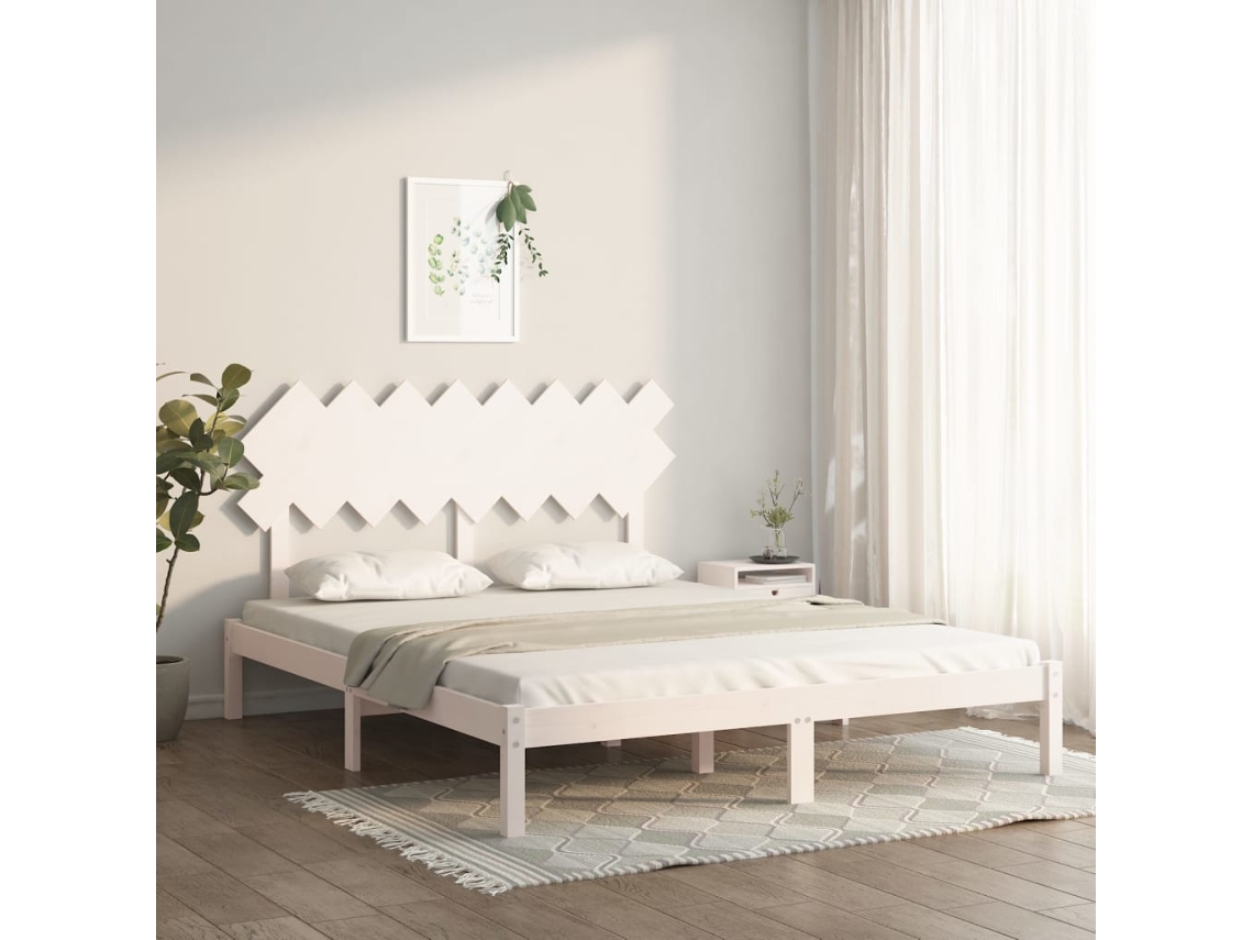 Vidaxl Estrutura De Cama 160x200 Cm Madeira Maciça Branco