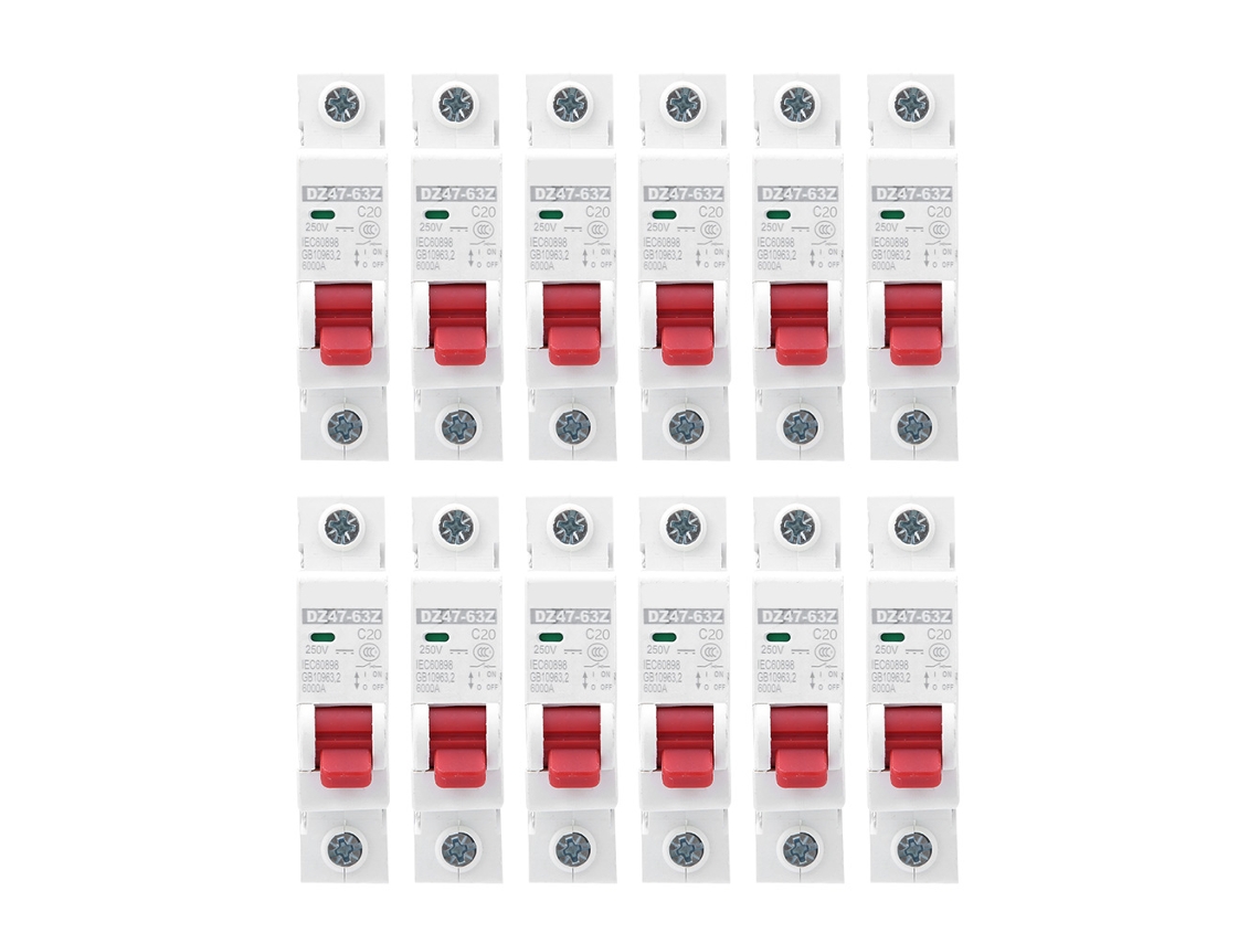 12 Peças Disjuntor MCb DZ47 63Z DC250V 1P 20A S/MARCA