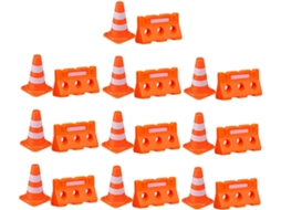 20 Peças De Painéis De Sinalização Rodoviária, Mini Barreiras De Plástico E Mini Cones.