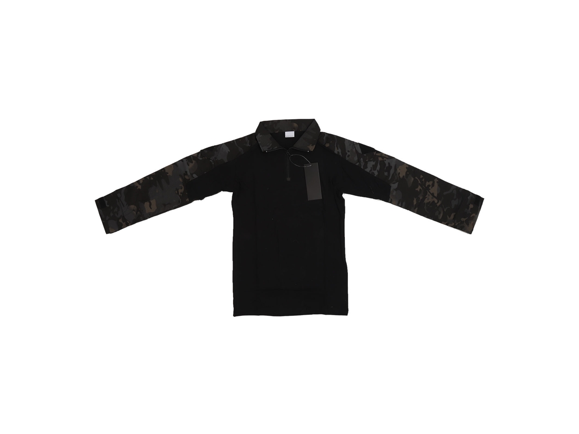 Camisa de Combate Manga Longa Unissex, Zíper, Bolsos Omoplatos, Estampa Python, Preto, L