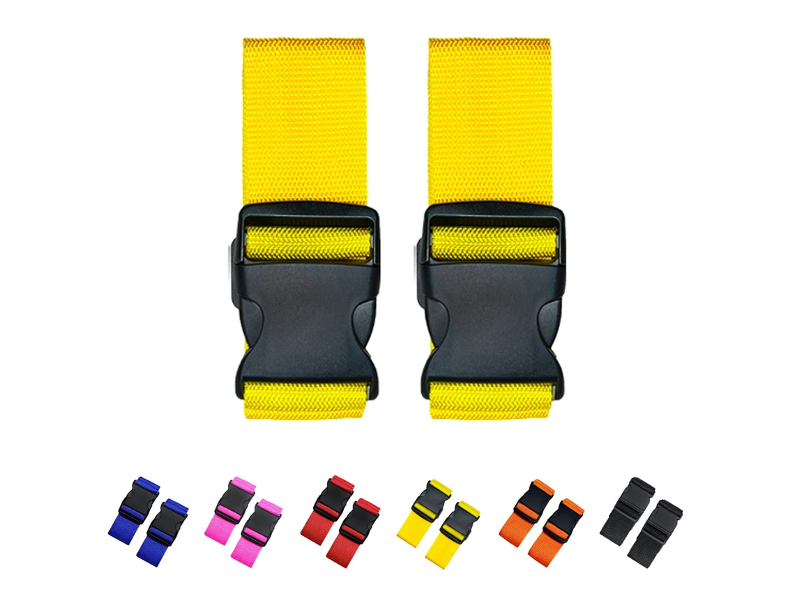 Pacote Com 2 Alças Para Mala, Cintos De Bagagem Ajustáveis Em Cores Brilhantes, Aprovados Pela Tsa Ehstmind (amarelo)