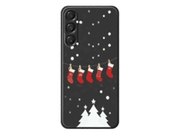 Capa Traseira De Tpu Com Estampa De Meias De Natal E Bordas Retas Para Samsung Galaxy A16 5g 4g, Preta