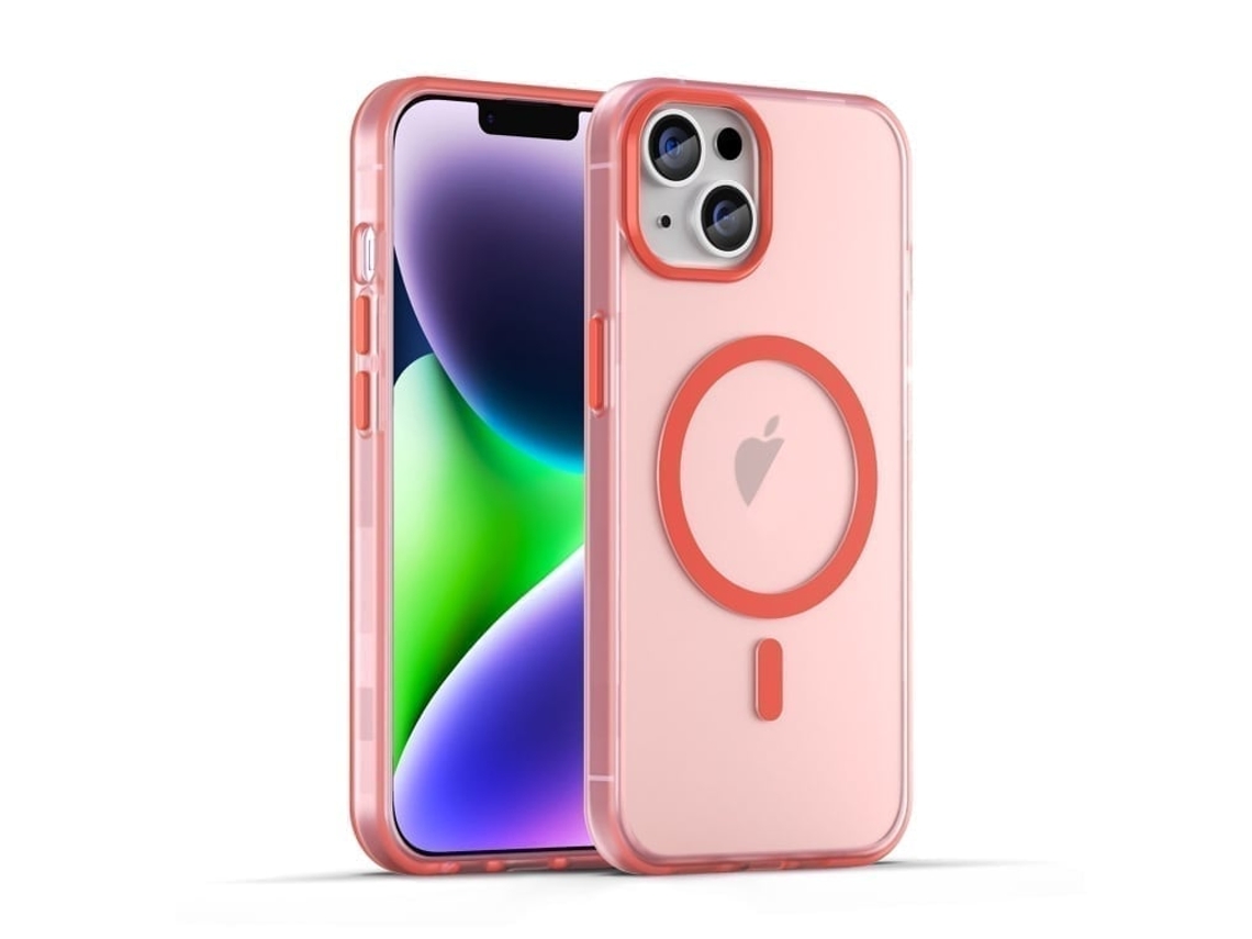 Capa Híbrida Translúcida Para Iphone 15 - Tpu E Pc Com Magsafe | Fosca - Vermelha