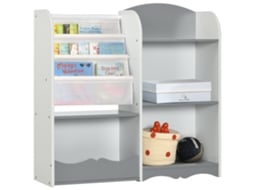 Organizador para Brinquedos Mdf, Madeira de Pinho e Poliéster Cor Cinza e Branco 85x26x84 cm Zonekiz