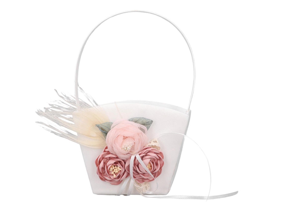 Cesta de Flores Portátil para Noiva Dama de Honra Garota Flores Acessório Casamento Fotografia | S/MARCA