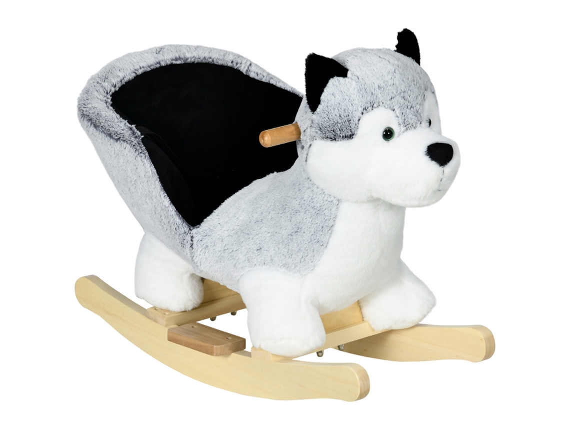 Cavalinho De Balanço Em Formato De Husky Para Crianças De 18 A 36 Meses. 60x33x50cm. Cinza.