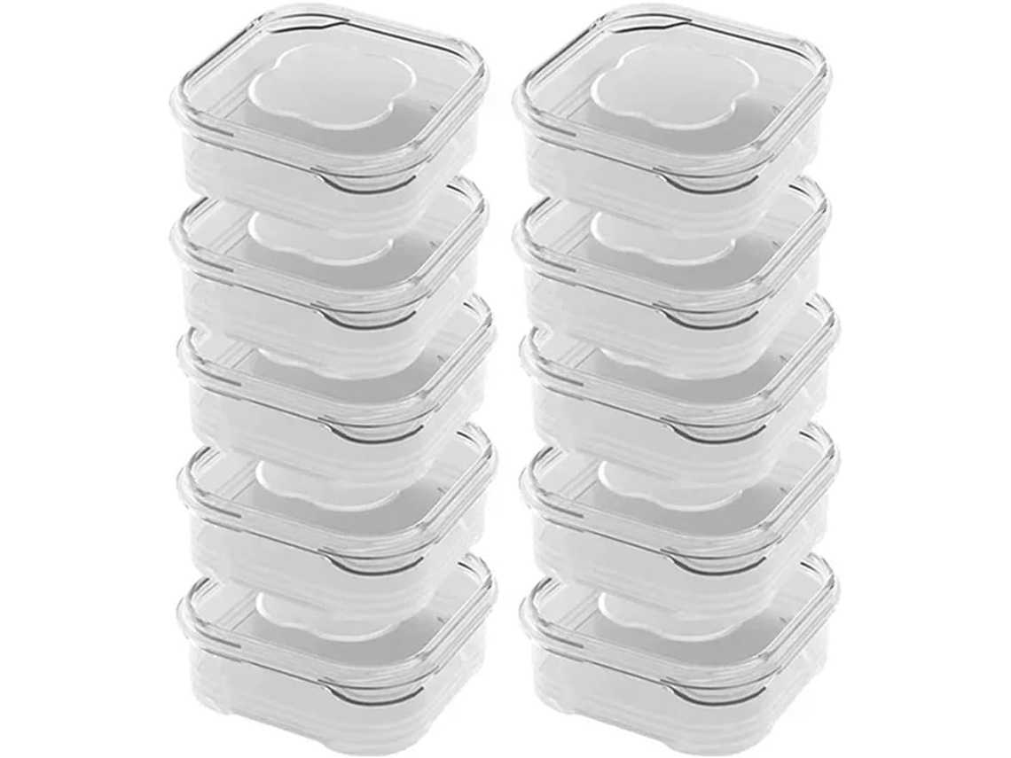 Conjunto De 10 Recipientes Herméticos, 350 Ml, 12 X 12 X 4,5 Cm, Com Tampa, Transparente, Para Organização Doméstica Na Cozinha E Bancada