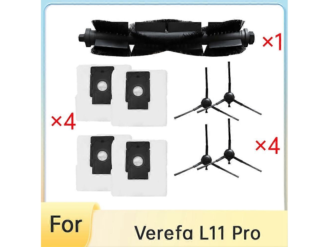 Kit Com 9 Peças Para Aspirador Robô Verefa L11 Pro Com Esvaziamento Automático, Incluindo Escova Lateral Principal, Sacos De Pó E Acessórios Esse_ozo
