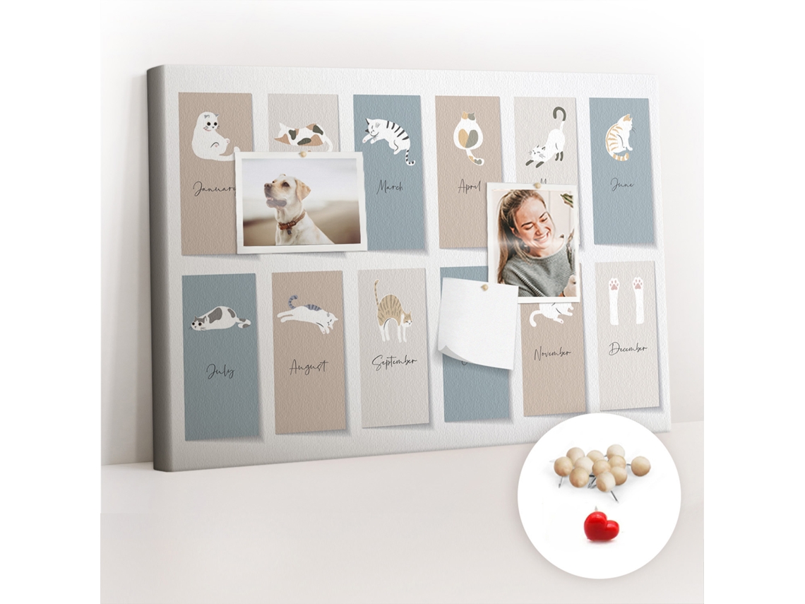 Painel De Cortiça Para Parede Calendário De Gatos Para O Corredor Espelharte (60x40 Cm)