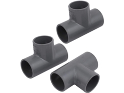 Conector de Tubo Pvc Cinza Três Vias com Diâmetro Interno 32 Mm, Conjunto 3 Peças CHABERLU