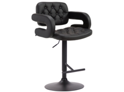Banqueta de bar estofada em material sintético preto com apoios de braço e apoio para os pés em metal, design moderno Tdb10510 Dcoshop26
