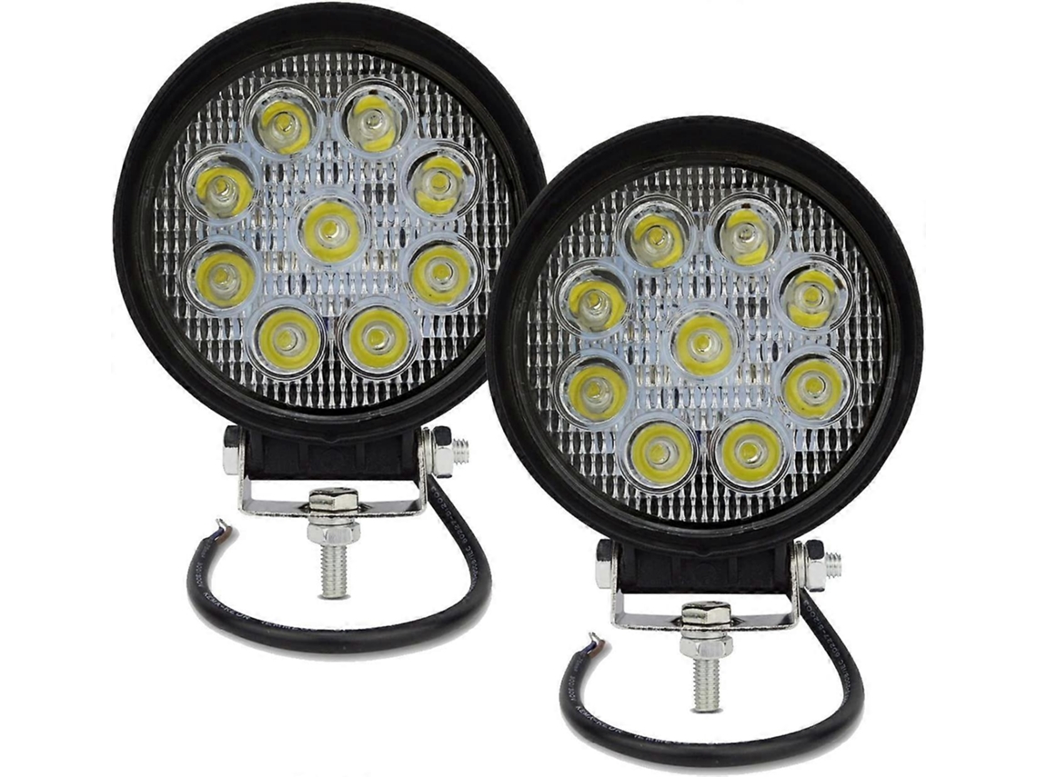 2 Peças de Luz de Trabalho Led Redonda 4 Polegadas 27w, Feixe Largo para Caminhões Off Road Suv 4x4 e Névoa