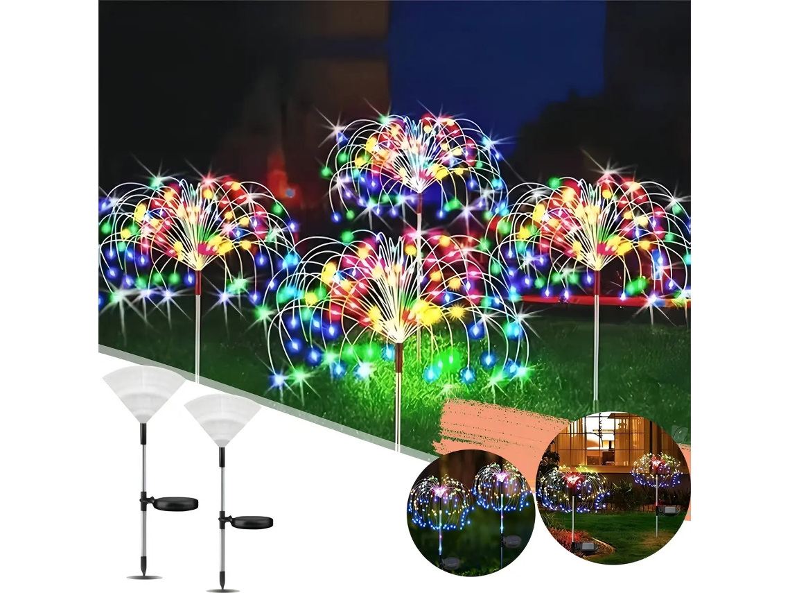 2 Unidades 90 Led Solar Lights Led Fireworks E .