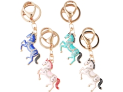 Conjunto De 4 Chaveiros De Cavalo Em Liga Metálica Com Strass Coloridos, Pingentes Decorativos Do Zodíaco.