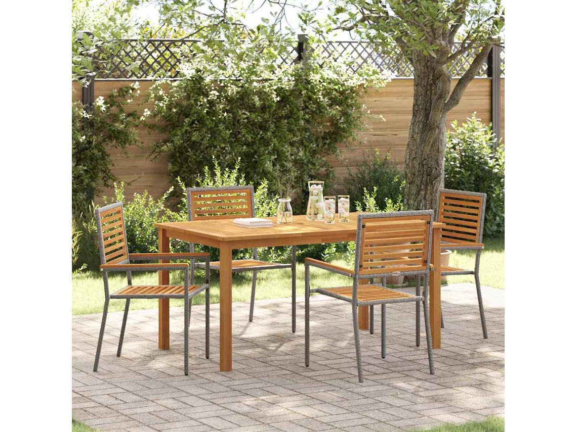 Vidaxl Conjunto De Jantar Para Jardim 5 Unid. Cinzeto