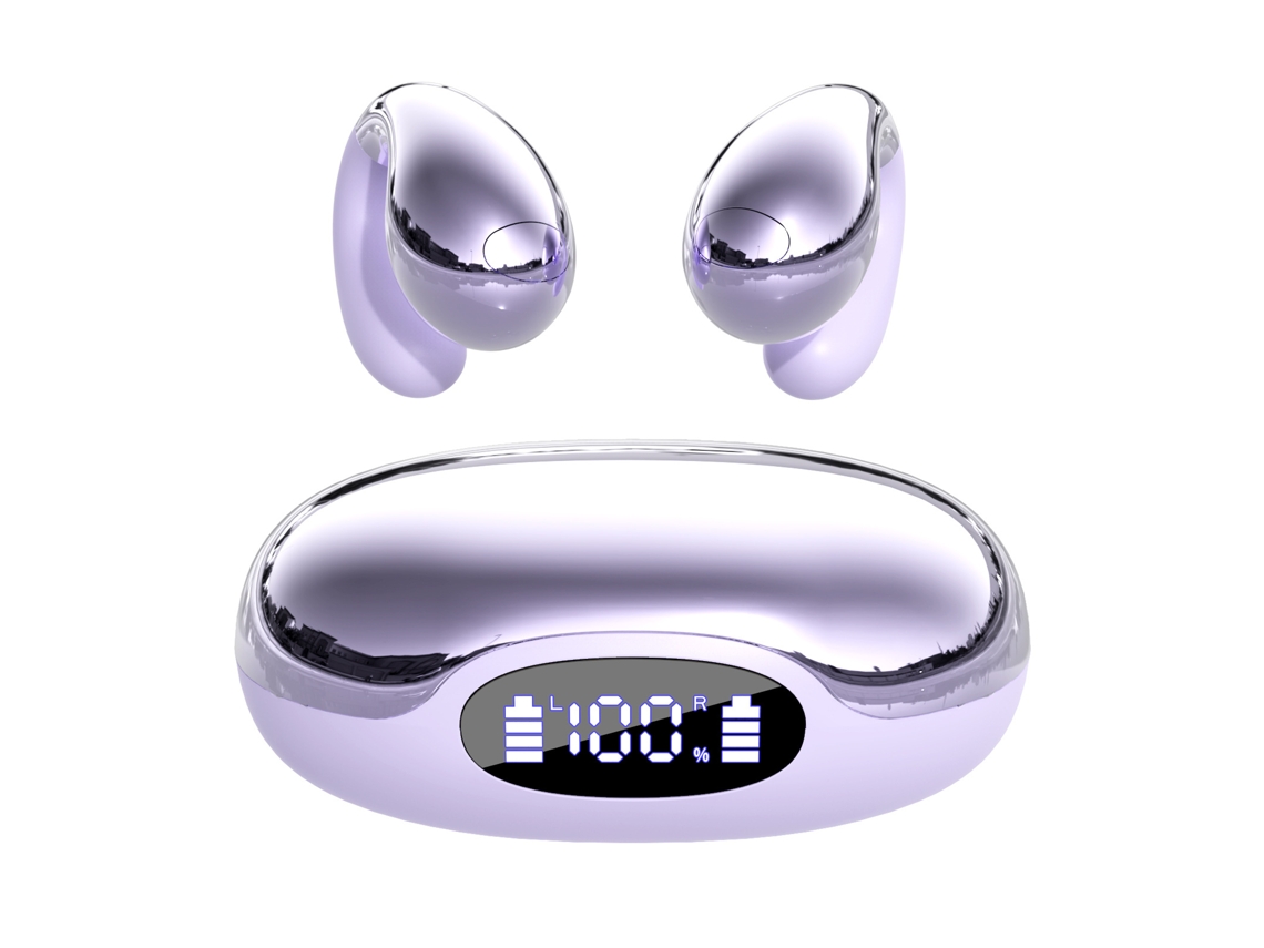 Auriculares Bluetooth Panoona Clip Condução Óssea Design Aberto Roxo