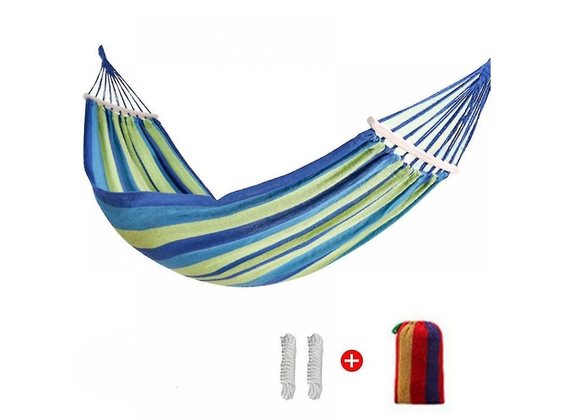 2026 hamaca de Lona Doble 200x80cm, Carga Máxima 90kg, Transpirable, Ideal para Camping Ou Jardim, Bastão Anti rolamento